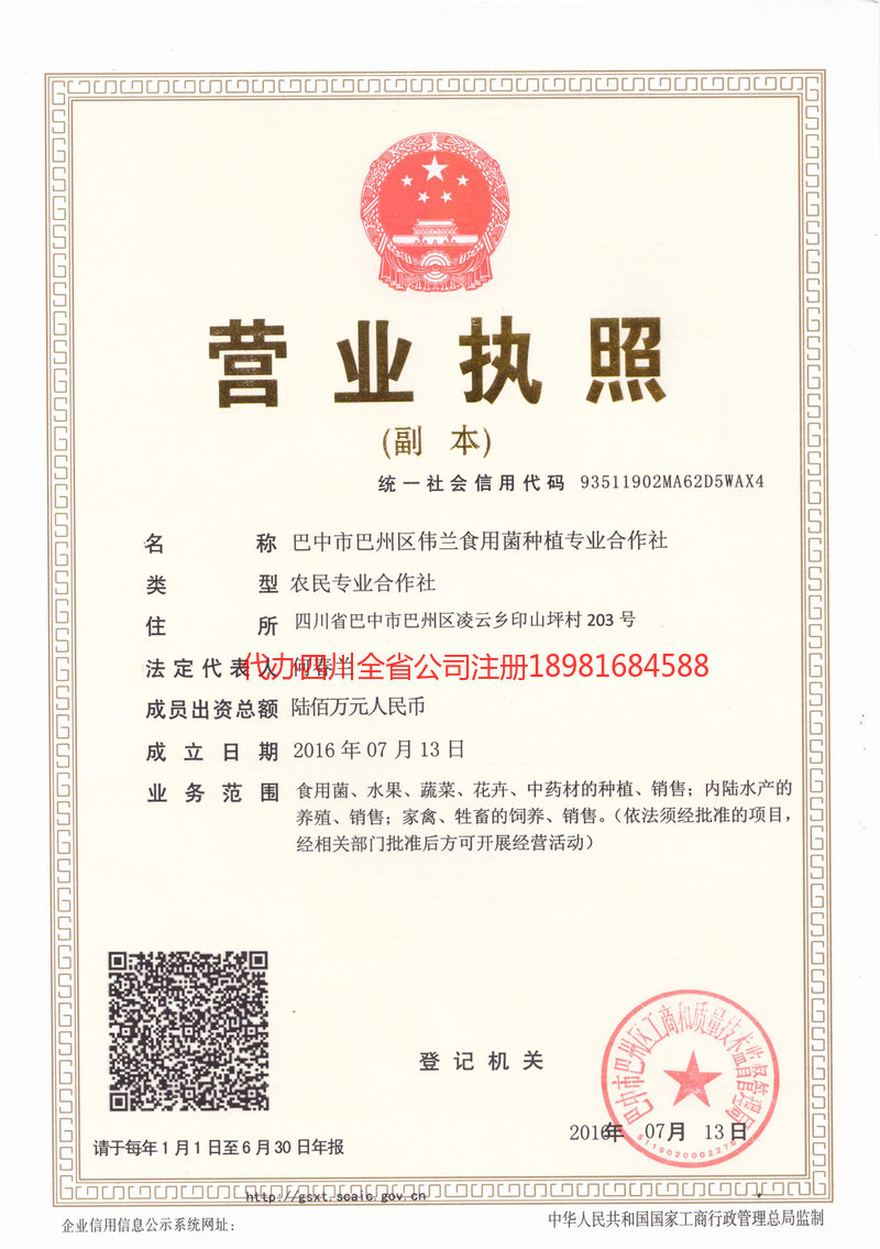 丰都丰都伟兰食用菌种植专业合作社